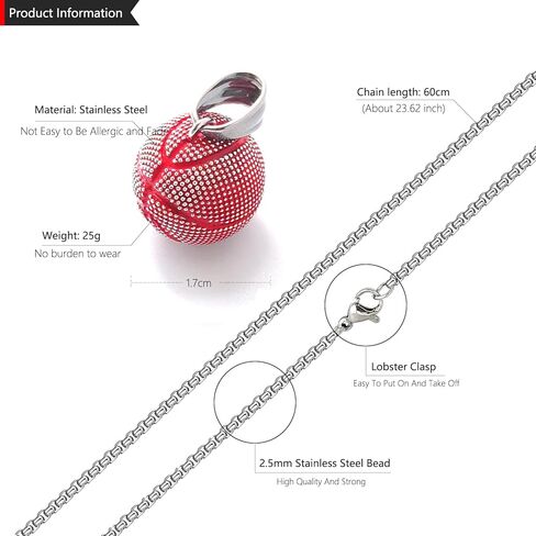 قلادة tophoenix من الفولاذ المقاوم للصدأ لكرة السلة/كرة القدم للفتيات والأولاد الرياضيين بسلسلة طويلة in Kuwait