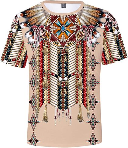 SIAOMA Unisex Native American Short Sleeve Tees Native Indians T-Shirt for Men in Kuwait