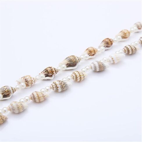 Natural Seashell Shell Scallop Conch Pendant Necklace Boho Braided Rattan Shell Pendant 18K Real Gold Plated Handmade Wovening Jewelry Beach Ocean Jewelry Gift for Halloween Costume Women Girls in Saudi Arabia