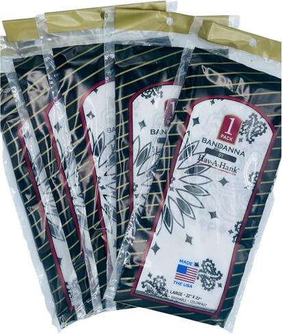 Hav-A-Hank Paisley Bandana 100% Cotton/USA Made 22" Military Army Trainmen Paisley (5 pack) (BK-NV-RD-CH-WH) in Saudi Arabia