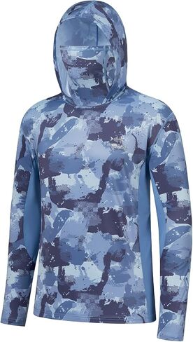 BASSDASH Men’s UPF 50+ Fishing Hiking Camo Hoodie Shirt with Face Mask Lightweight Neck Gaiter Long Sleeve in Kuwait