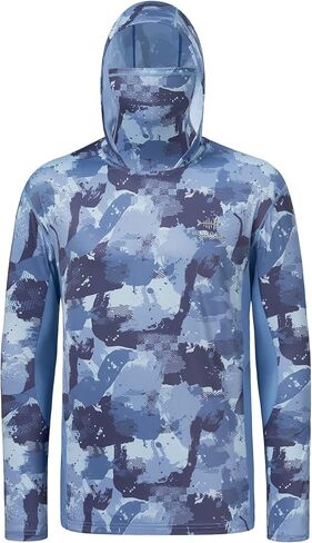 BASSDASH Men’s UPF 50+ Fishing Hiking Camo Hoodie Shirt with Face Mask Lightweight Neck Gaiter Long Sleeve in Kuwait