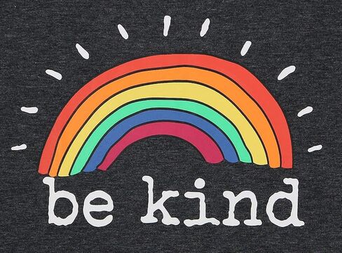 تي شيرت نسائي مطبوع عليه رسومات قوس قزح من Be Kind، تي شيرت علوي مضحك ملهم، قمصان علوية بأكمام قصيرة غير رسمية in Kuwait