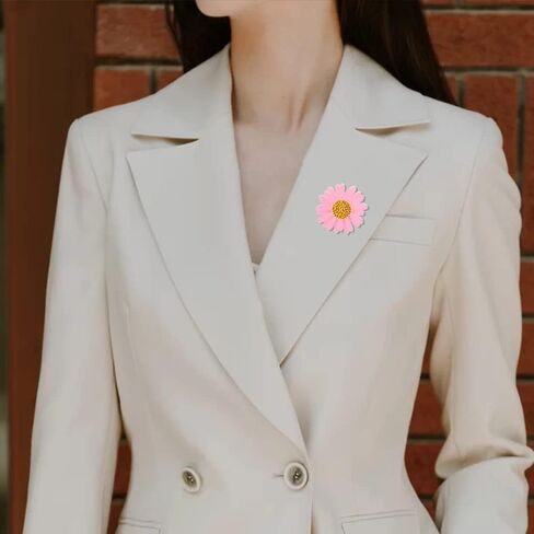 Cute Daisy Flower Brooch Pins, Plant Sunflower Suit Lapel Pin,Yellow White Sun Flower Dress Neckline Pin for Women Girls Men Gifts in Kuwait
