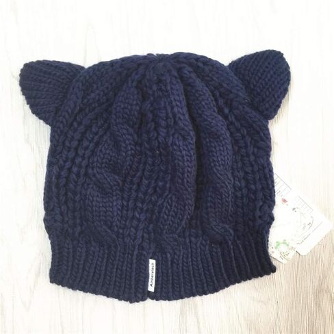 Amberetech Cute Woollike Knitted CAT Kitty Ears Women Lady Girl Headgear Crochet Hats (deep Blue) in Kuwait