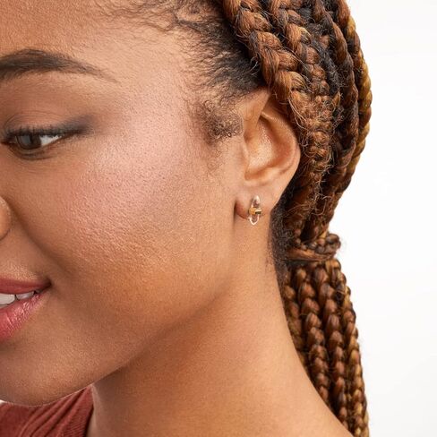 MORGAN & PAIGE Healing Crystal Quartz Stud Earrings for Women - 18K Yellow Gold Plated Sterling Silver Chakra Point for Teens, Hexagonal Points Stone in Kuwait