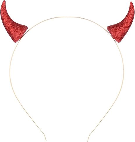 SWEETOP Devil Horns Headband Gothic Glitter Horns Hairband Headwear Halloween Cosplay Party Horns Headbands For Woman Gift in Saudi Arabia