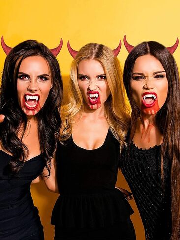 SWEETOP Devil Horns Headband Gothic Glitter Horns Hairband Headwear Halloween Cosplay Party Horns Headbands For Woman Gift in Saudi Arabia