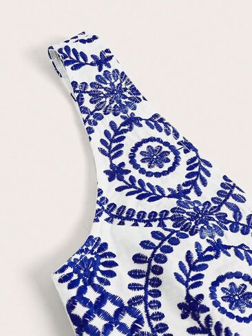 قمصان علوية صيفية بدون أكمام بفتحة رقبة على شكل V عميقة ومطرزة بالزهور للنساء من SOLY HUX Y2K in Kuwait