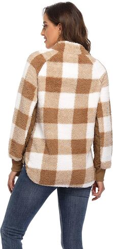 VIISHOW Women's Long Sleeves Quilt Coat Turtleneck Oblique Button Neck Fleece Pullover Coat Sweatshirts Outwear with Pocket in Kuwait