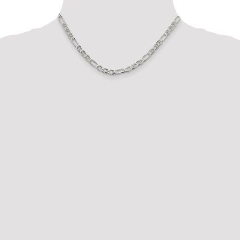 Solid 925 Sterling Silver Men's 4.5mm Figaro Anchor Mariner Chain Necklace - with Secure Lobster Lock Clasp in Kuwait