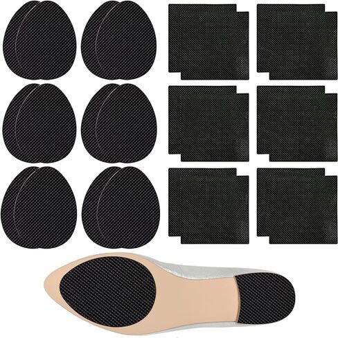 وسائد أحذية مضادة للانزلاق، 24 قطعة من المقابض المضادة للانزلاق لأحذية الكعب، وسائد أحذية مطاطية سوداء لاصقة، واقيات للكعب من أجل الأحذية على الجزء السفلي للنساء، أسود، 12 زوج (عبوة من 1) in Kuwait