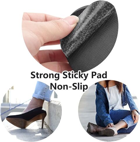 وسائد أحذية مضادة للانزلاق، 24 قطعة من المقابض المضادة للانزلاق لأحذية الكعب، وسائد أحذية مطاطية سوداء لاصقة، واقيات للكعب من أجل الأحذية على الجزء السفلي للنساء، أسود، 12 زوج (عبوة من 1) in Kuwait