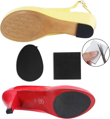وسائد أحذية مضادة للانزلاق، 24 قطعة من المقابض المضادة للانزلاق لأحذية الكعب، وسائد أحذية مطاطية سوداء لاصقة، واقيات للكعب من أجل الأحذية على الجزء السفلي للنساء، أسود، 12 زوج (عبوة من 1) in Kuwait