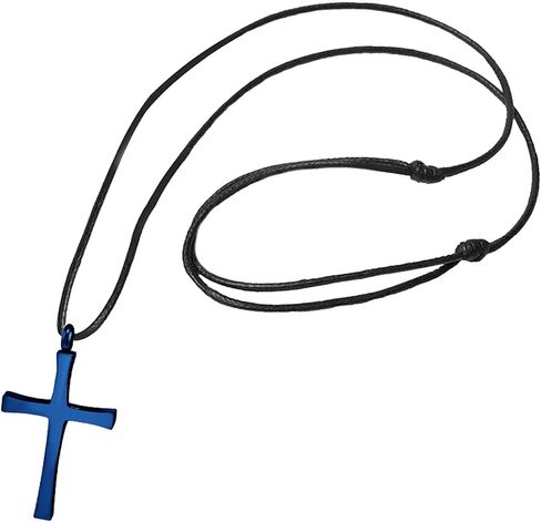 555Jewelry Stainless Steel Cross Necklace for Men - Cross Pendant with 18 Inch Adjustable Black Rope Cord - Mens Cross Necklaces in Kuwait