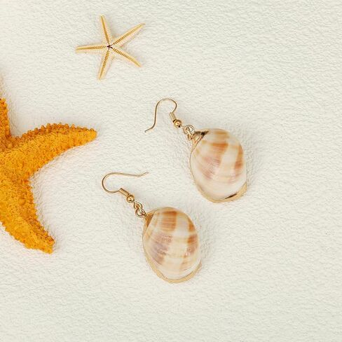 أقراط متدلية من Lureme Beach Jewelry كاجوال على شكل صدفة صدف للنساء والفتيات (er006199) in Kuwait