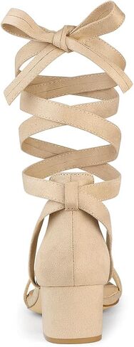 Allegra K Women's Open Toe Block Heel Lace Up Heels Heel Sandals in Kuwait
