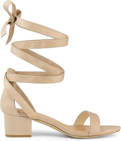 Allegra K Women's Open Toe Block Heel Lace Up Heels Heel Sandals in Kuwait