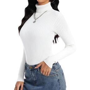 EXCELLENT THERMAL Turtleneck Sweaters for Women Mock Neck Ribbed Sweater Knitted Warm Fitted Fashion Pullover Sweater