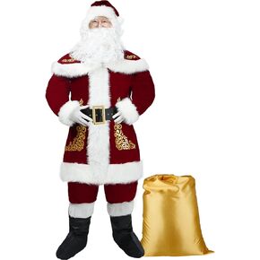 Santa Claus Costume for Men Santa Suit Adults Deluxe Santa Costume Christmas Santa Outfit in Kuwait