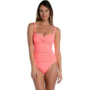 Island Goddess Over The Shoulder Rouched Front Bandeau One Piece Swimsuit