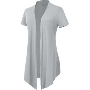 Women's Open Front Drape Cardigan Short Sleeves Solid Lightweight Cardigan