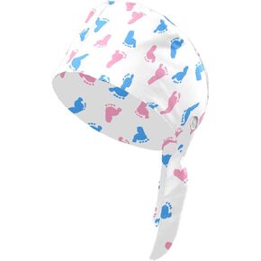 GISPOG Pink Blue Baby Feet Women's Adjustable Working Cap with Button Sweatband Lace-Up Hats for Adult
