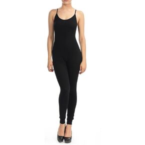 JJJ Women Catsuit Cotton Spaghetti Strapped Yoga Bodysuit Jumpsuit Reg/Plus Size
