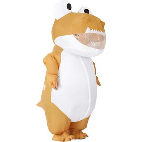 COMIN Inflatable Dinosaur Costume for Adults Blow Up Costume Dino Inflatable Costume Brown Full Body for Halloween Party in Kuwait