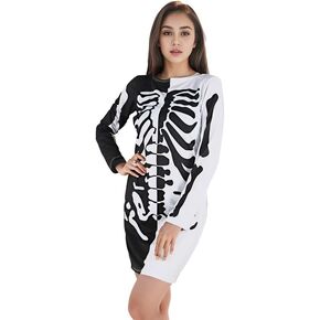 TMSD Women's Halloween Costume A-Line Dress Long Sleeve Mini Bodycon Dress