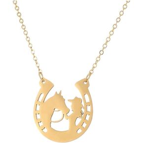 Stainless Steel Lucky Horseshoe Pendant Necklace Horse Girl Necklaces for Women Ladies Jewelry in Kuwait