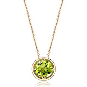 Carleen 14K Solid Yellow Gold Round Birthstone Necklace for Women Amethyst Peridot Citrine Solitaire Pendant Necklace Delicate Dainty Fine Jewelry Gift for Women Mom Girlfriend, 18INCH