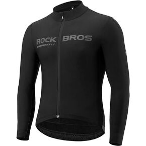 ROCKBROS Cycling Jersey Men Long Sleeve Bike Shirt Bike Jersey for Men with Full Zipper and Rear Pockets Fit Outdoor Sports