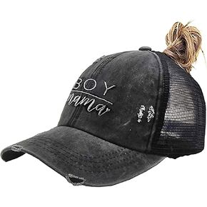 Waldeal Women's Embroidered Baseball Cap Boy Mama Mom Vintage Distressed Dad Hat - Ponytail