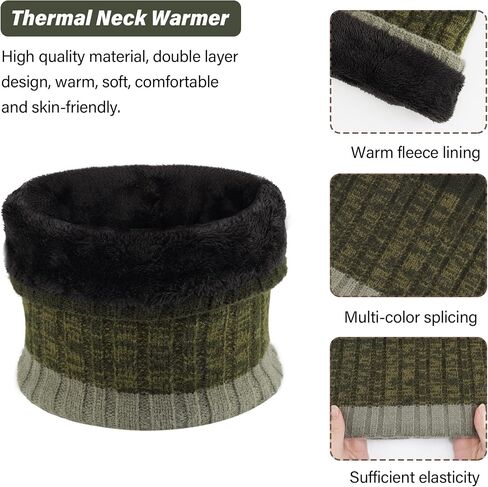 Mens Winter Knit Beanie Hat Scarf Touchscreen Gloves Set, Winter Warm Skull Cap Neck Warmer Gloves Set with Fleece Lined in Kuwait