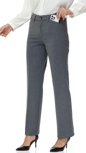Soojun Women's Comfort Flex Waist Straight Leg Dress Pants in Kuwait