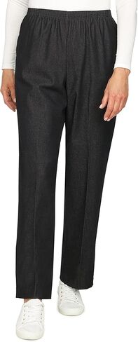 Alfred Dunner Women's Petite Black Denim Proportioned Medium Pant in Kuwait