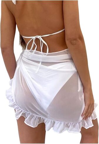 تنورة نسائية من Dressever Sarong Coverups Beach Sheer بيكيني شيفون لتغطية تنورة ملفوفة لملابس السباحة in Kuwait