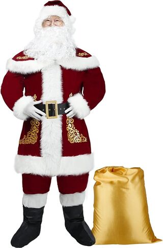 Santa Claus Costume for Men Santa Suit Adults Deluxe Santa Costume Christmas Santa Outfit in Kuwait