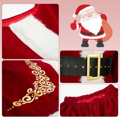Santa Claus Costume for Men Santa Suit Adults Deluxe Santa Costume Christmas Santa Outfit in Kuwait