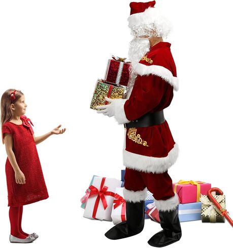 Santa Claus Costume for Men Santa Suit Adults Deluxe Santa Costume Christmas Santa Outfit in Kuwait