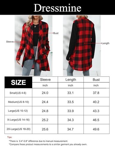 سترة نسائية طويلة الأكمام مفتوحة من الأمام من Dressmine، سترة طويلة محبوكة منقوشة من Buffalo، ملابس خارجية in Kuwait