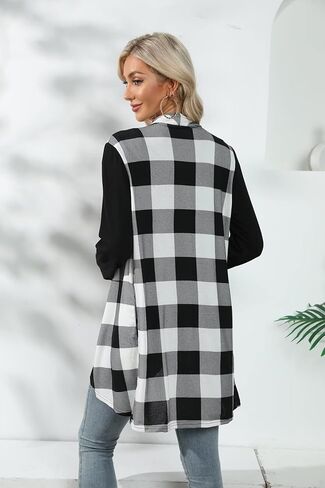 سترة نسائية طويلة الأكمام مفتوحة من الأمام من Dressmine، سترة طويلة محبوكة منقوشة من Buffalo، ملابس خارجية in Kuwait