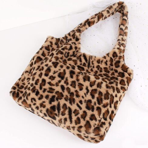 Women Girls Cute Bear Plush Shoulder Bag Large Tote Handbag Purse Faux Fur Shopping Dating Bag in Kuwait