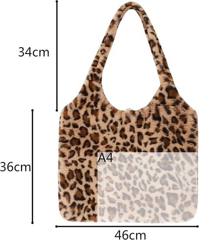 Women Girls Cute Bear Plush Shoulder Bag Large Tote Handbag Purse Faux Fur Shopping Dating Bag in Kuwait