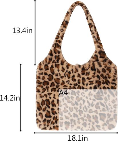 Women Girls Cute Bear Plush Shoulder Bag Large Tote Handbag Purse Faux Fur Shopping Dating Bag in Kuwait