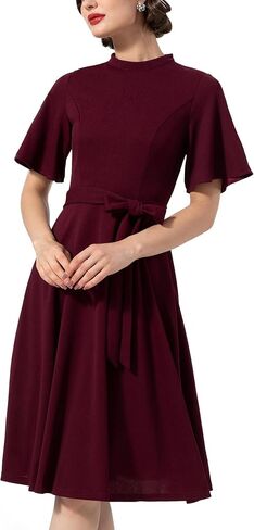 MUADRESS Women Vintage Cocktail Dresses Modest Short Sleeve Classic Tea Dresses Bridesmaid Party Homecoming Dress in Kuwait