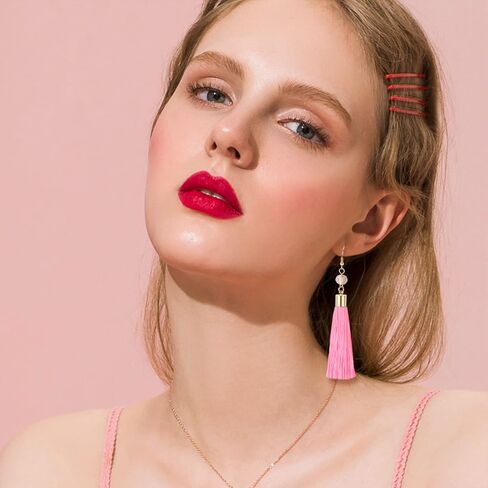 LOYALLOOK 4Pairs Tassel Earrings For Women Fan Shape Tassel Earrings Long Thread Tassel Earrings Bohemian Fringe Drop Handmade Earrings in Kuwait