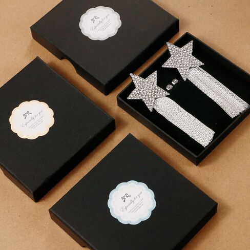 SmileBelle أقراط متدلية من حجر الراين على شكل نجمة فضية لملابس الحفلات الموسيقية، أقراط متدلية ذات أهداب لامعة كإكسسوارات رائعة للنساء والفتيات، أقراط معلقة على شكل شرابة للحفلات الليلية in Kuwait