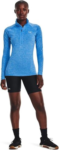 Under Armour Women's Standard Tech Twist ½ Zip Long-Sleeve Pullover, (464) Water/White/Metallic Silver, X-Large in Saudi Arabia